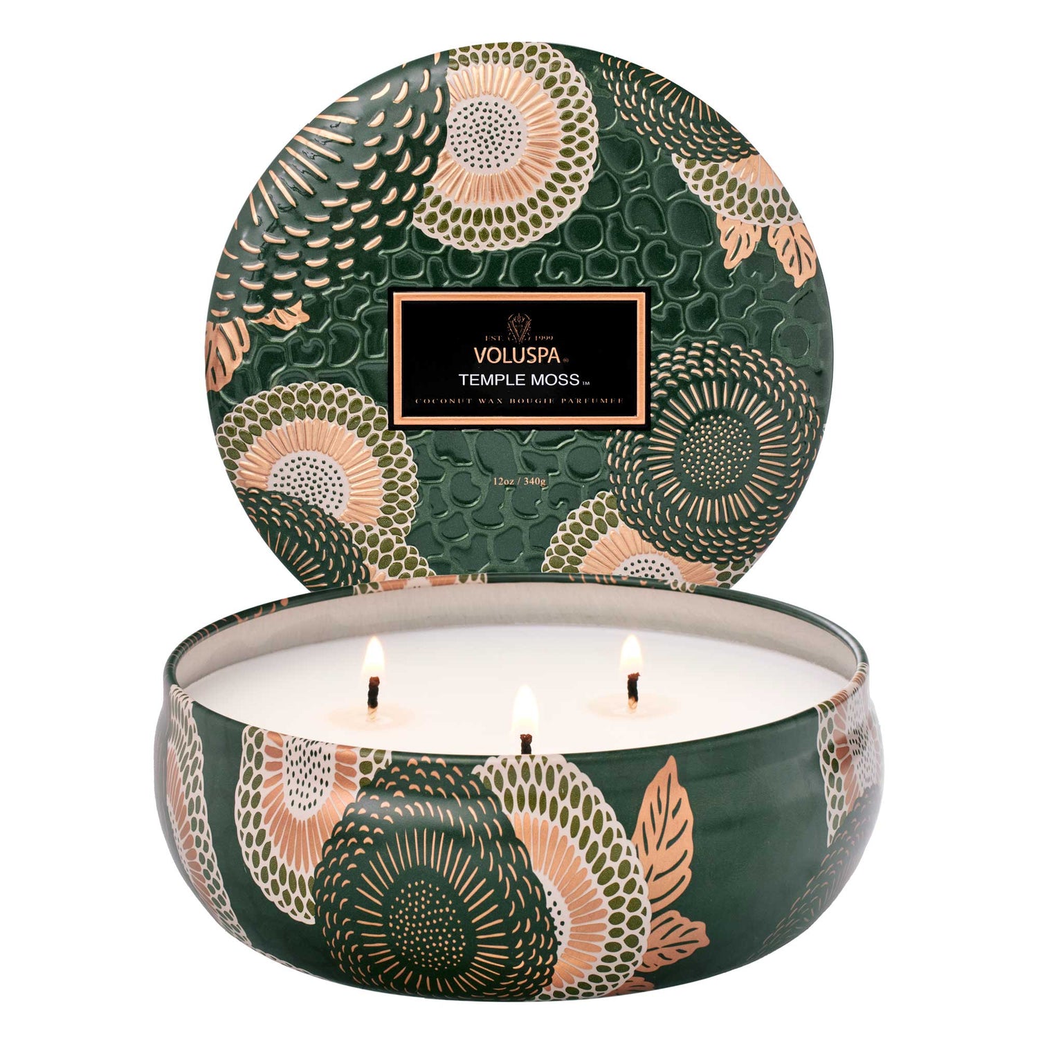 Voluspa -  Temple Moss  - 3 Wick Tin Candle  -  3 - Docht Duftkerze