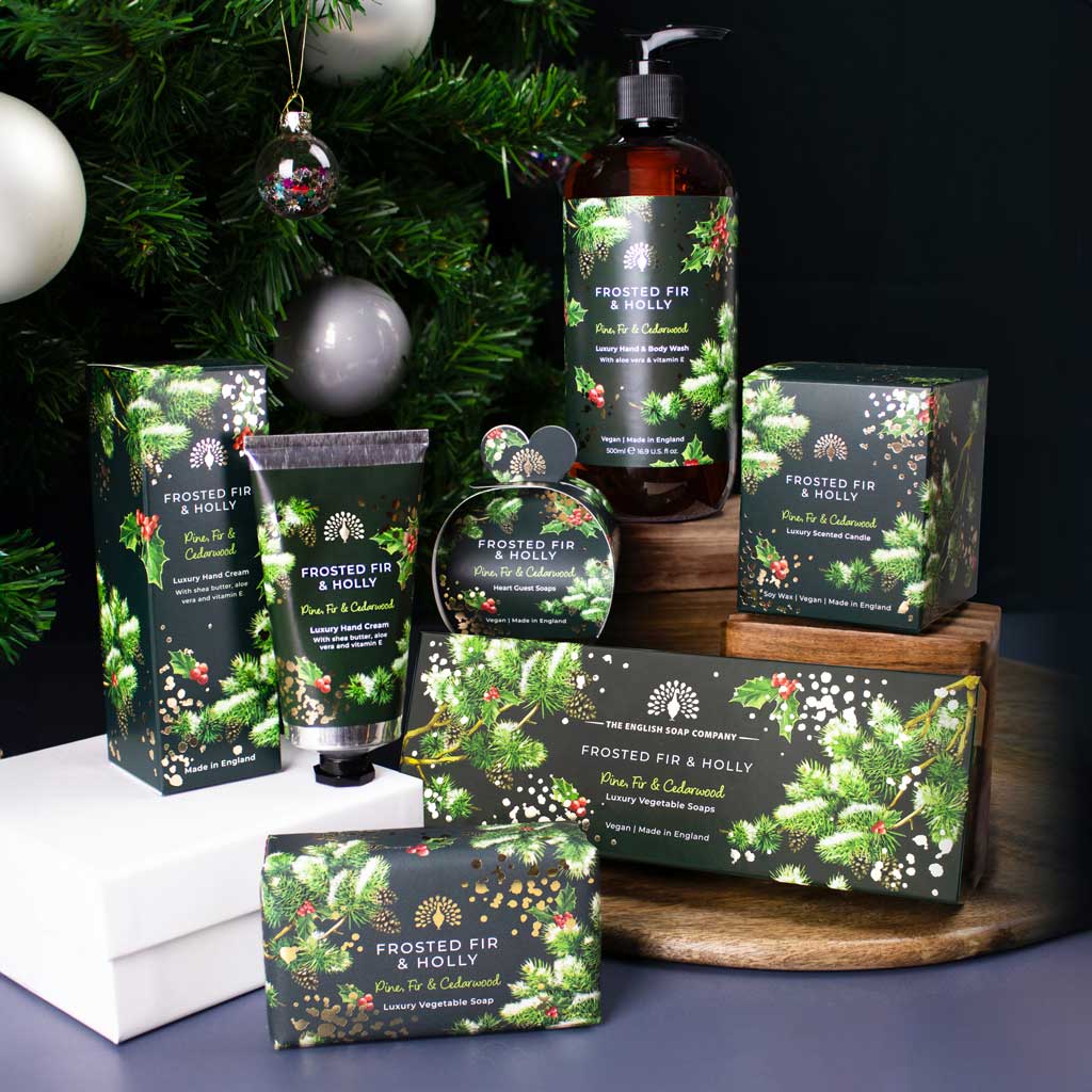 The English Soap Company - Frosted Fir and Holly Heart Hand &amp; Bodywash